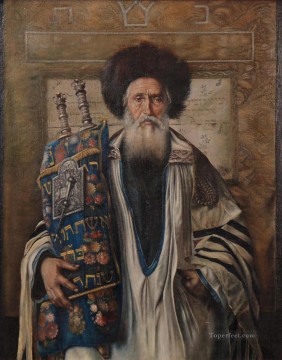 Isidor Kaufmann Painting - Retrato de un hombre judío húngaro Isidor Kaufmann